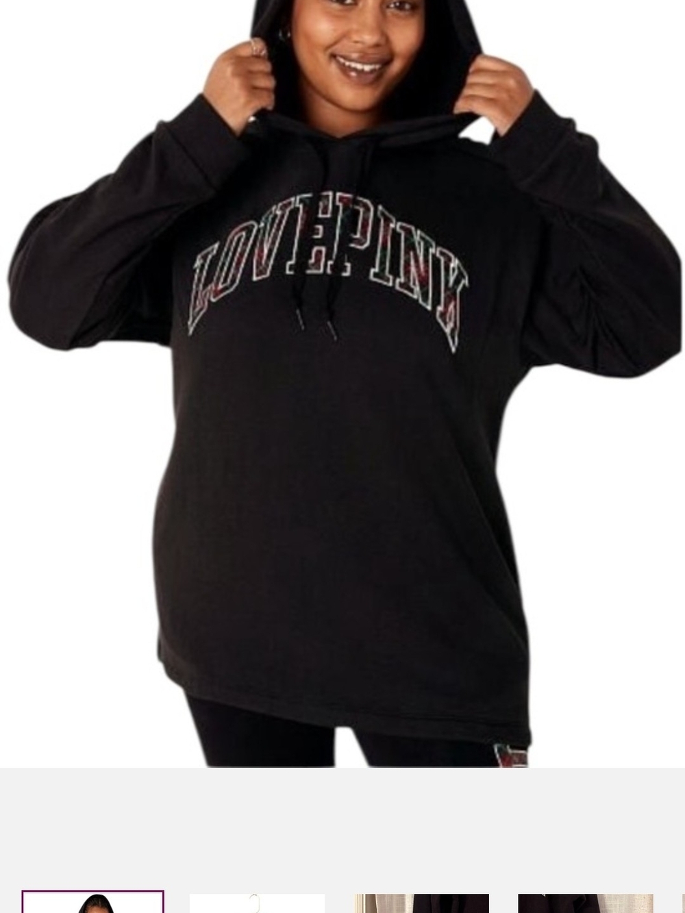 PINK Victoria's Secret Black Hooded Sweatshirt with LOVE PINK Graphic